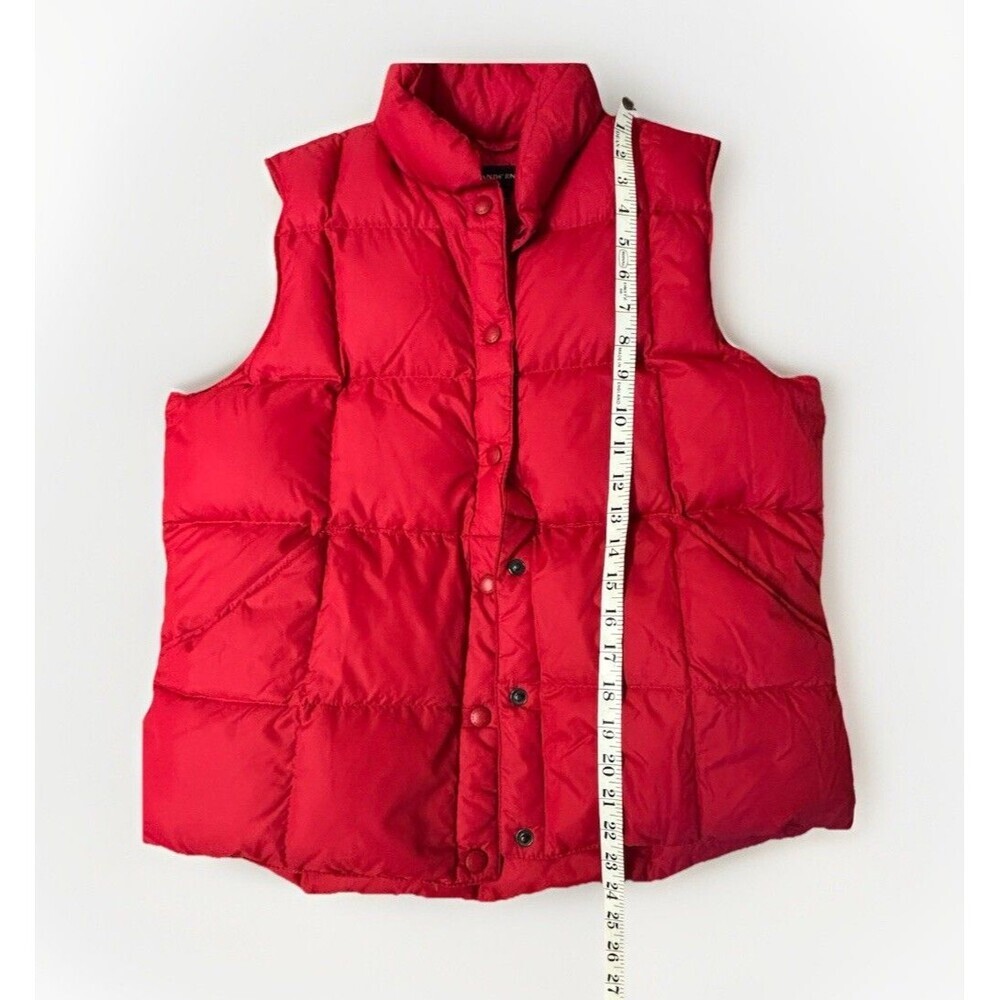 Lands’ End Goose Down Puffer Vest Snap Front Quilted Feathers Women’s Red Sz Med - Picture 7 of 8